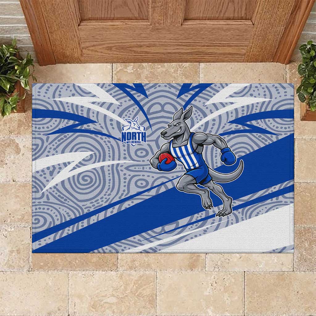North Melbourne Kangaroos Australian Football Rubber Doormat Kangaroo Mascot Design With Indigenous Pattern Art