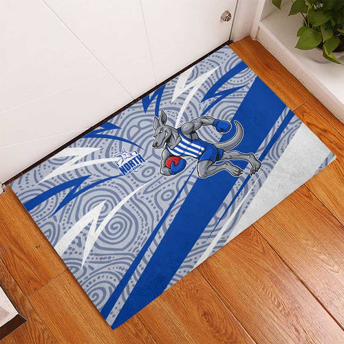 North Melbourne Kangaroos Australian Football Rubber Doormat Kangaroo Mascot Design With Indigenous Pattern Art