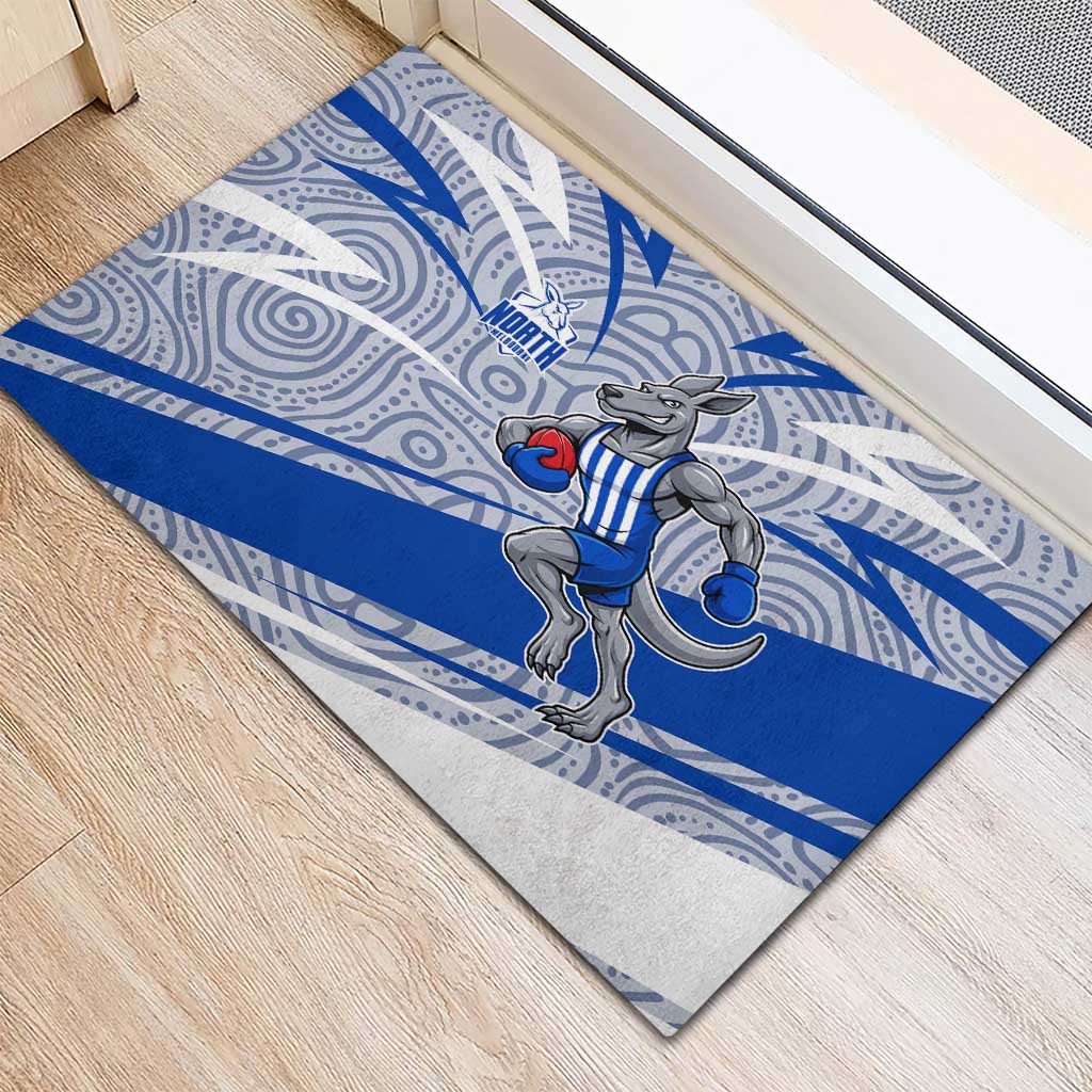 North Melbourne Kangaroos Australian Football Rubber Doormat Kangaroo Mascot Design With Indigenous Pattern Art