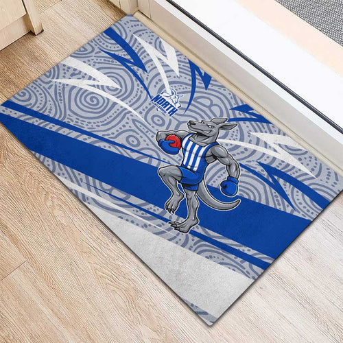 North Melbourne Kangaroos Australian Football Rubber Doormat Kangaroo Mascot Design With Indigenous Pattern Art