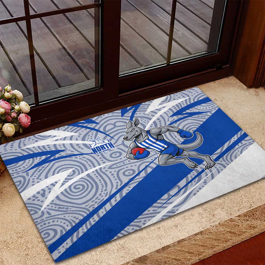 North Melbourne Kangaroos Australian Football Rubber Doormat Kangaroo Mascot Design With Indigenous Pattern Art