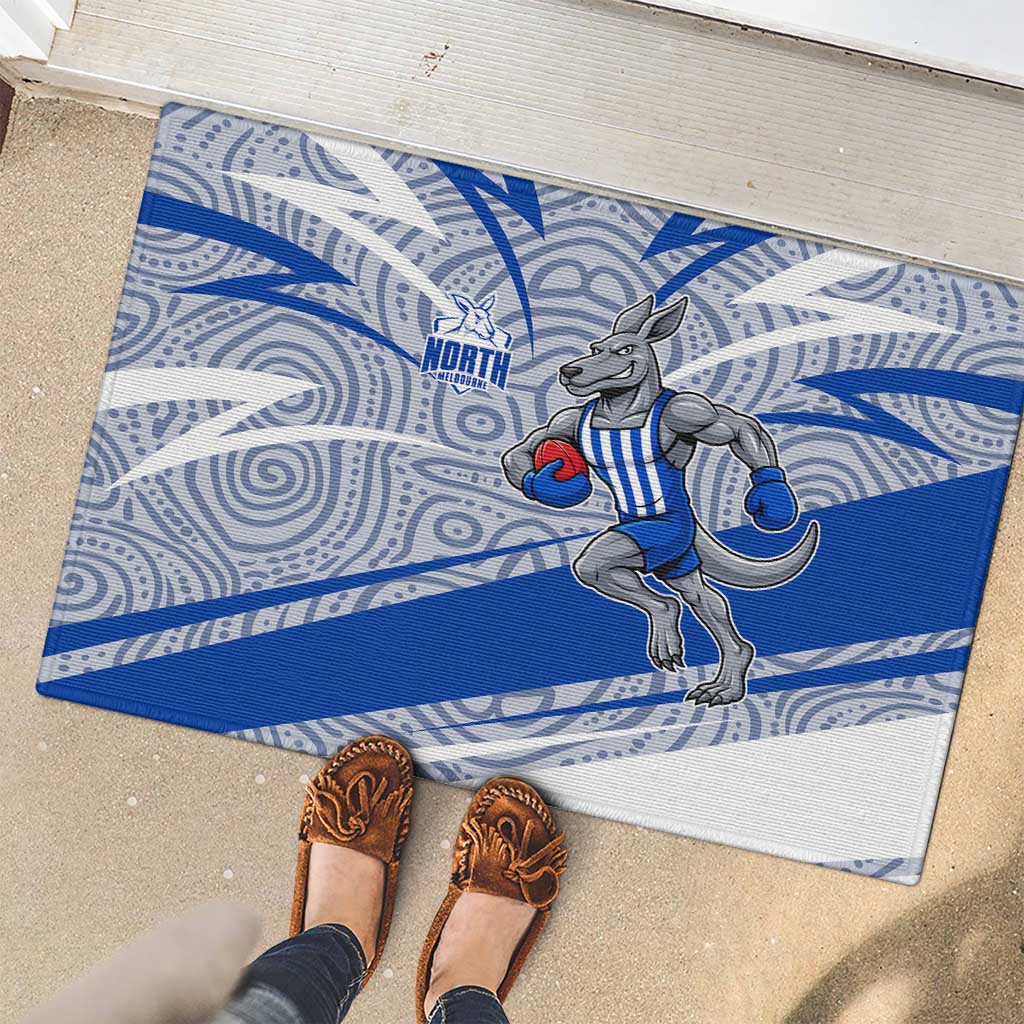 North Melbourne Kangaroos Australian Football Rubber Doormat Kangaroo Mascot Design With Indigenous Pattern Art