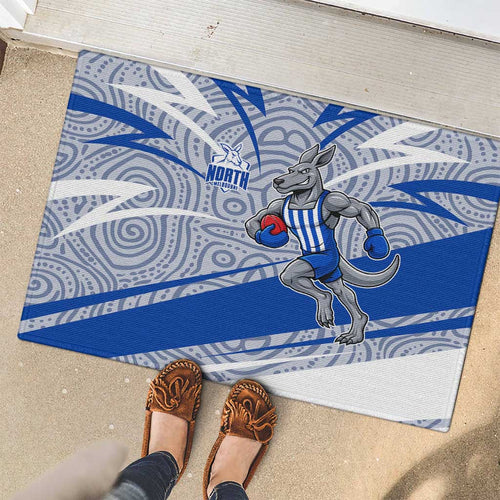 North Melbourne Kangaroos Australian Football Rubber Doormat Kangaroo Mascot Design With Indigenous Pattern Art