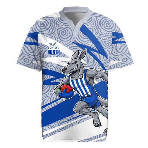 North Melbourne Kangaroos Australian Football Rugby Jersey Kangaroo Mascot Design With Indigenous Pattern Art