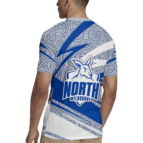 North Melbourne Kangaroos Australian Football Rugby Jersey Kangaroo Mascot Design With Indigenous Pattern Art