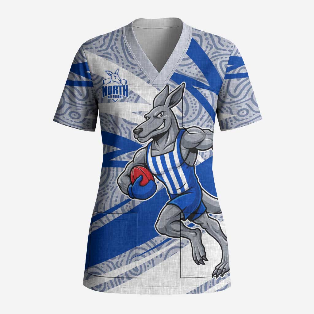 North Melbourne Kangaroos Australian Football Scrub Top Kangaroo Mascot Design With Indigenous Pattern Art