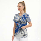 North Melbourne Kangaroos Australian Football Scrub Top Kangaroo Mascot Design With Indigenous Pattern Art