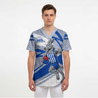 North Melbourne Kangaroos Australian Football Scrub Top Kangaroo Mascot Design With Indigenous Pattern Art