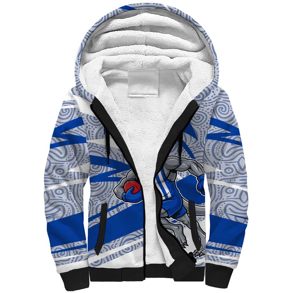 North Melbourne Kangaroos Australian Football Sherpa Hoodie Kangaroo Mascot Design With Indigenous Pattern Art