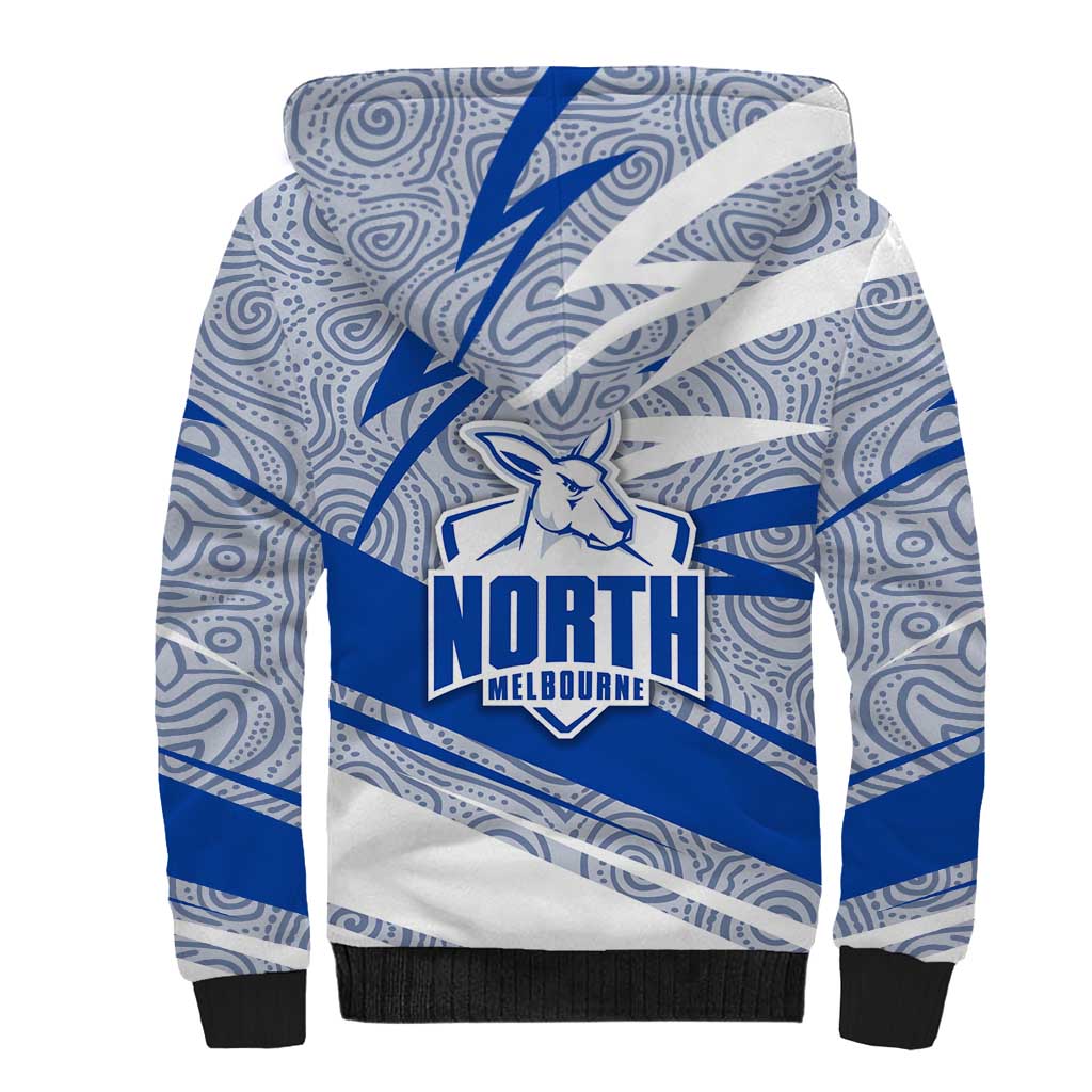 North Melbourne Kangaroos Australian Football Sherpa Hoodie Kangaroo Mascot Design With Indigenous Pattern Art