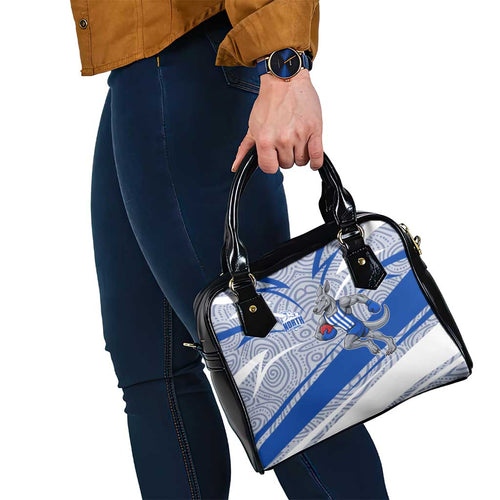 North Melbourne Kangaroos Australian Football Shoulder Handbag Kangaroo Mascot Design With Indigenous Pattern Art