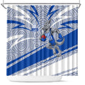 North Melbourne Kangaroos Australian Football Shower Curtain Kangaroo Mascot Design With Indigenous Pattern Art
