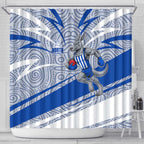 North Melbourne Kangaroos Australian Football Shower Curtain Kangaroo Mascot Design With Indigenous Pattern Art