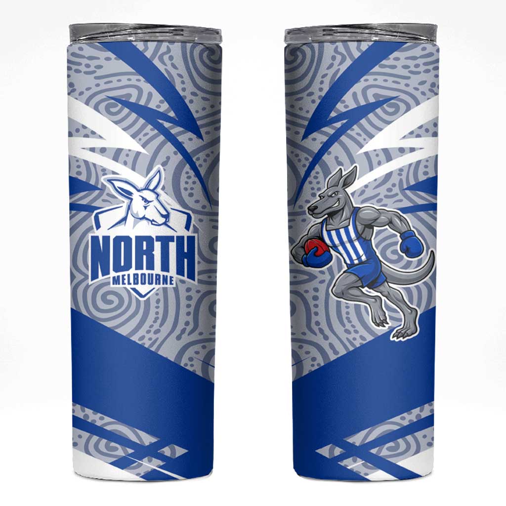 North Melbourne Kangaroos Australian Football Skinny Tumbler Kangaroo Mascot Design With Indigenous Pattern Art