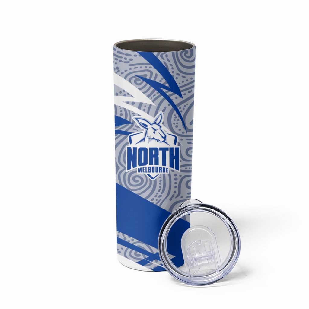 North Melbourne Kangaroos Australian Football Skinny Tumbler Kangaroo Mascot Design With Indigenous Pattern Art