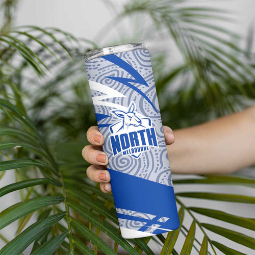 North Melbourne Kangaroos Australian Football Skinny Tumbler Kangaroo Mascot Design With Indigenous Pattern Art
