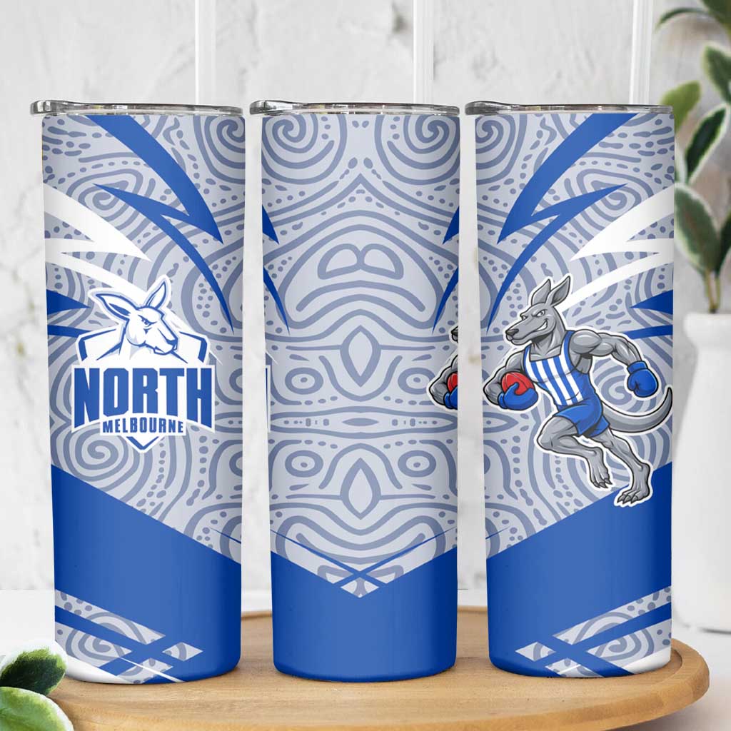 North Melbourne Kangaroos Australian Football Skinny Tumbler Kangaroo Mascot Design With Indigenous Pattern Art