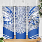 North Melbourne Kangaroos Australian Football Skinny Tumbler Kangaroo Mascot Design With Indigenous Pattern Art