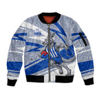 North Melbourne Kangaroos Australian Football Sleeve Zip Bomber Jacket Kangaroo Mascot Design With Indigenous Pattern Art
