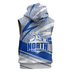 North Melbourne Kangaroos Australian Football Sleeveless Hoodie Kangaroo Mascot Design With Indigenous Pattern Art