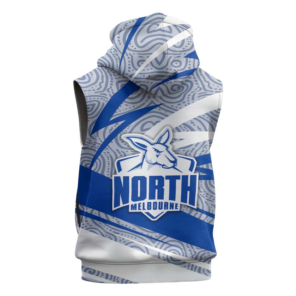 North Melbourne Kangaroos Australian Football Sleeveless Hoodie Kangaroo Mascot Design With Indigenous Pattern Art