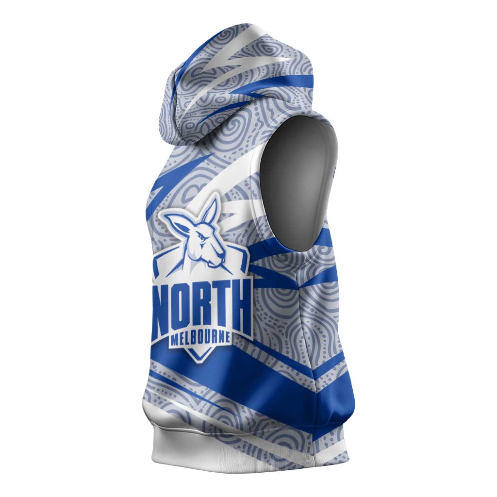 North Melbourne Kangaroos Australian Football Sleeveless Hoodie Kangaroo Mascot Design With Indigenous Pattern Art