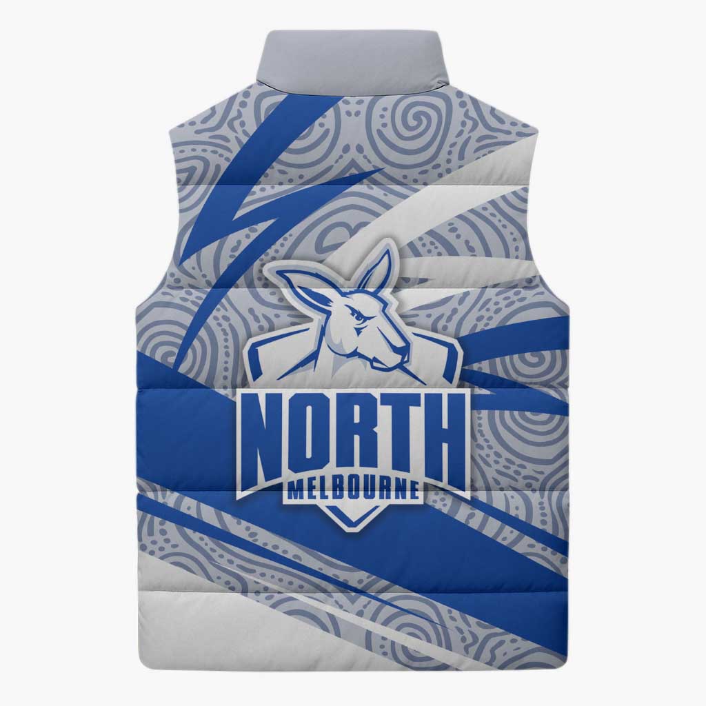 North Melbourne Kangaroos Australian Football Sleeveless Puffer Jacket Kangaroo Mascot Design With Indigenous Pattern Art