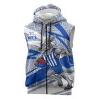 North Melbourne Kangaroos Australian Football Sleeveless Zip Hoodie Kangaroo Mascot Design With Indigenous Pattern Art