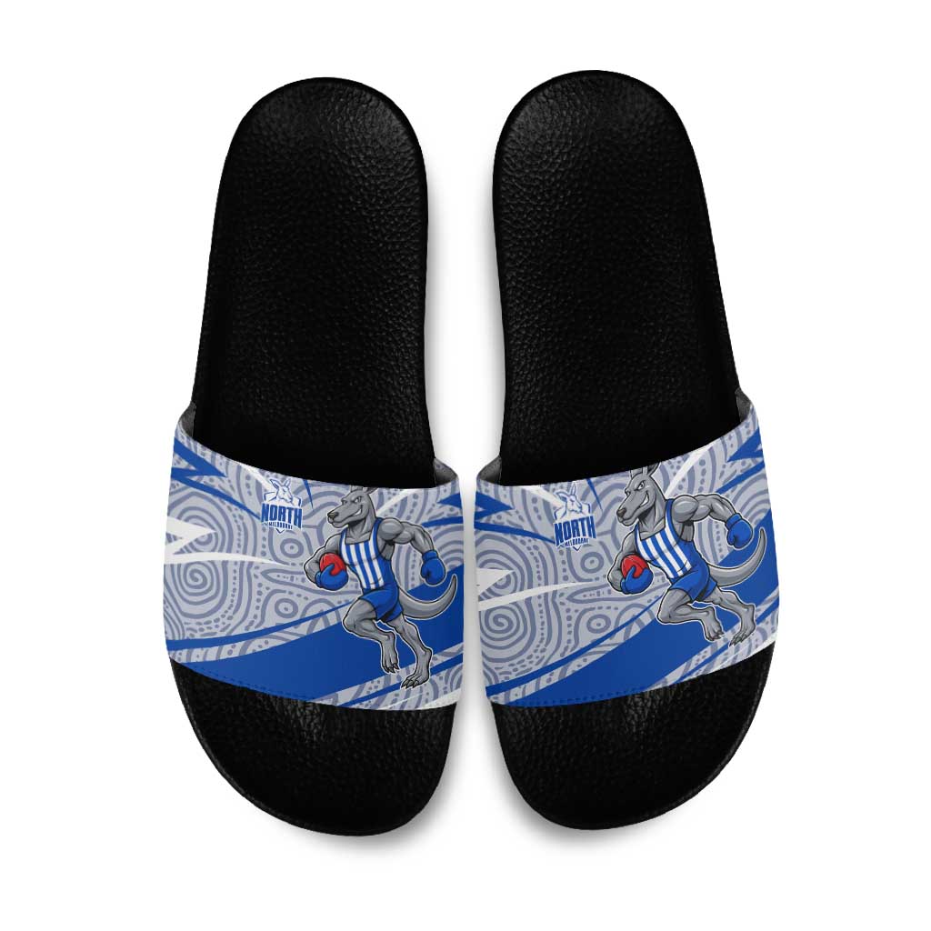 North Melbourne Kangaroos Australian Football Slide Sandals Kangaroo Mascot Design With Indigenous Pattern Art
