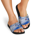 North Melbourne Kangaroos Australian Football Slide Sandals Kangaroo Mascot Design With Indigenous Pattern Art