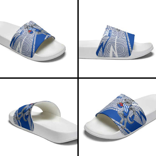 North Melbourne Kangaroos Australian Football Slide Sandals Kangaroo Mascot Design With Indigenous Pattern Art