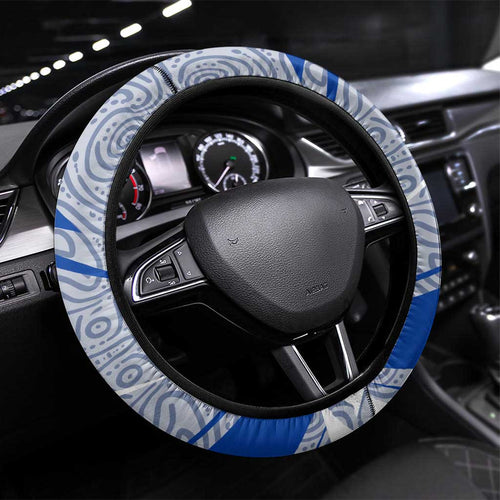 North Melbourne Kangaroos Australian Football Steering Wheel Cover Kangaroo Mascot Design With Indigenous Pattern Art