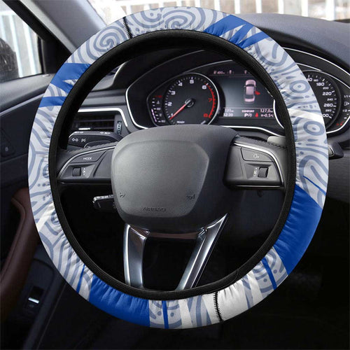 North Melbourne Kangaroos Australian Football Steering Wheel Cover Kangaroo Mascot Design With Indigenous Pattern Art