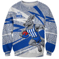 North Melbourne Kangaroos Australian Football Sweatshirt Kangaroo Mascot Design With Indigenous Pattern Art