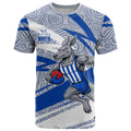 North Melbourne Kangaroos Australian Football T Shirt Kangaroo Mascot Design With Indigenous Pattern Art