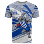 North Melbourne Kangaroos Australian Football T Shirt Kangaroo Mascot Design With Indigenous Pattern Art
