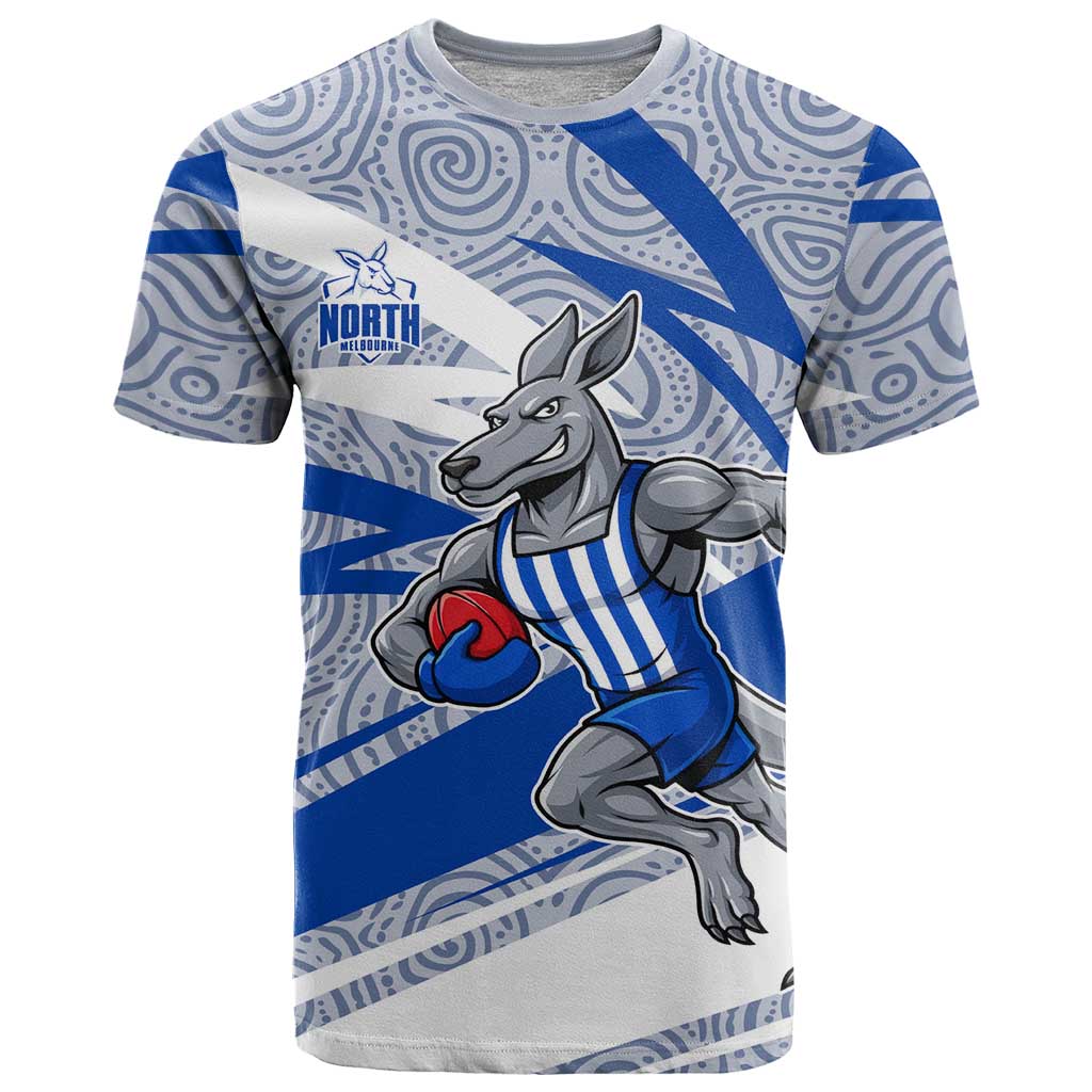 North Melbourne Kangaroos Australian Football T Shirt Kangaroo Mascot Design With Indigenous Pattern Art