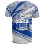North Melbourne Kangaroos Australian Football T Shirt Kangaroo Mascot Design With Indigenous Pattern Art