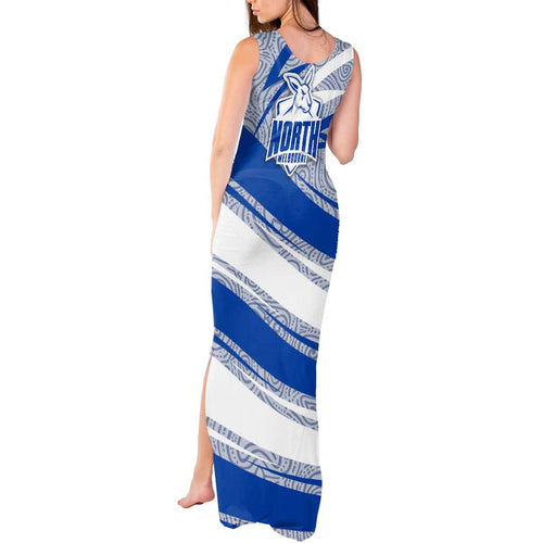 North Melbourne Kangaroos Australian Football Tank Maxi Dress Kangaroo Mascot Design With Indigenous Pattern Art