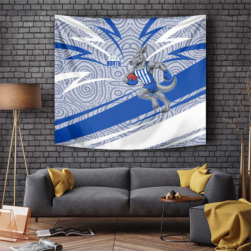 North Melbourne Kangaroos Australian Football Tapestry Kangaroo Mascot Design With Indigenous Pattern Art
