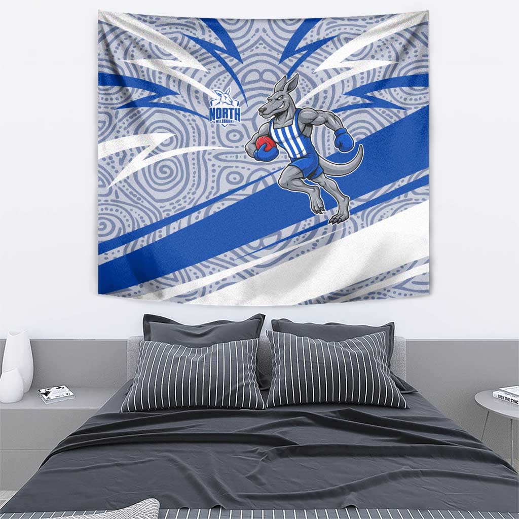 North Melbourne Kangaroos Australian Football Tapestry Kangaroo Mascot Design With Indigenous Pattern Art