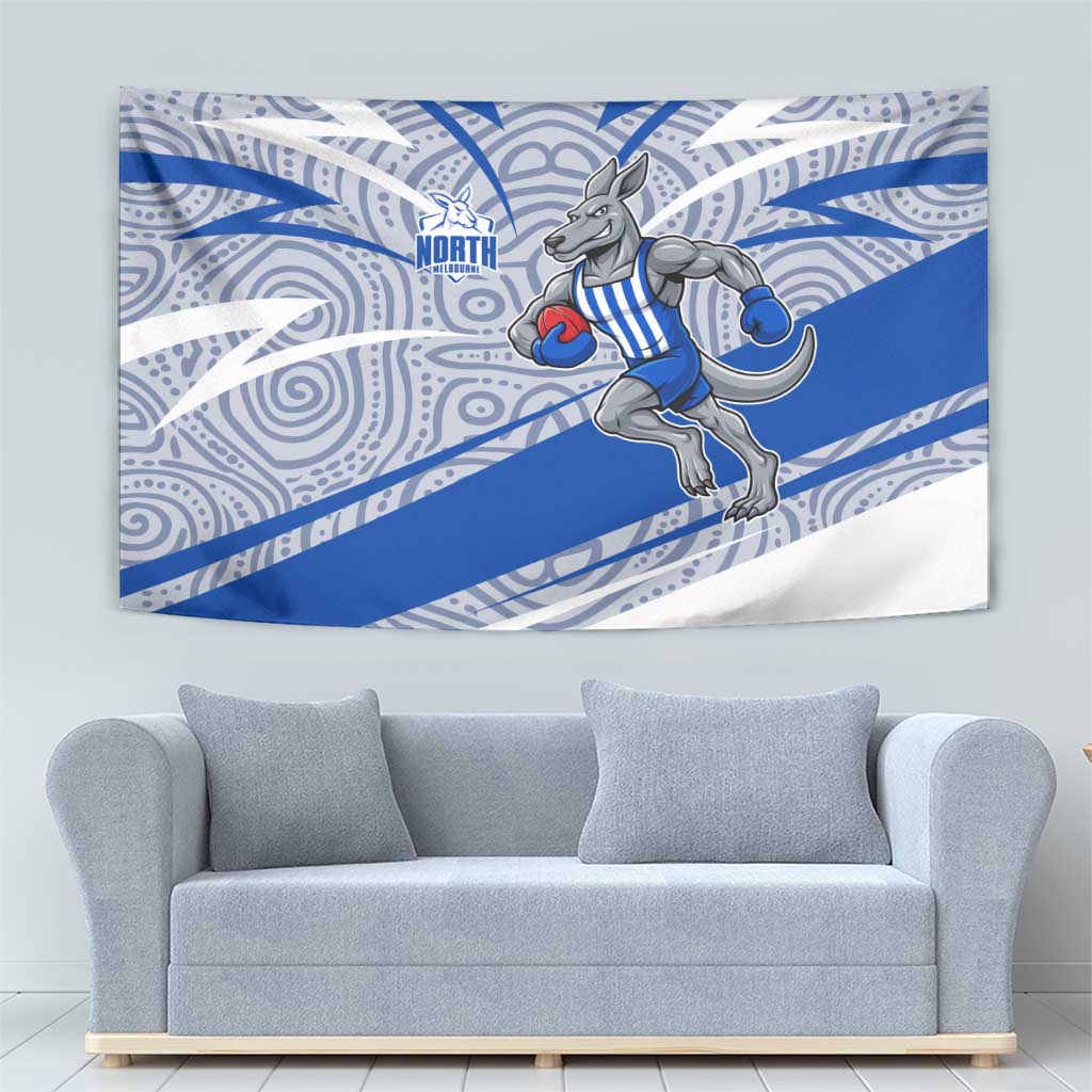 North Melbourne Kangaroos Australian Football Tapestry Kangaroo Mascot Design With Indigenous Pattern Art