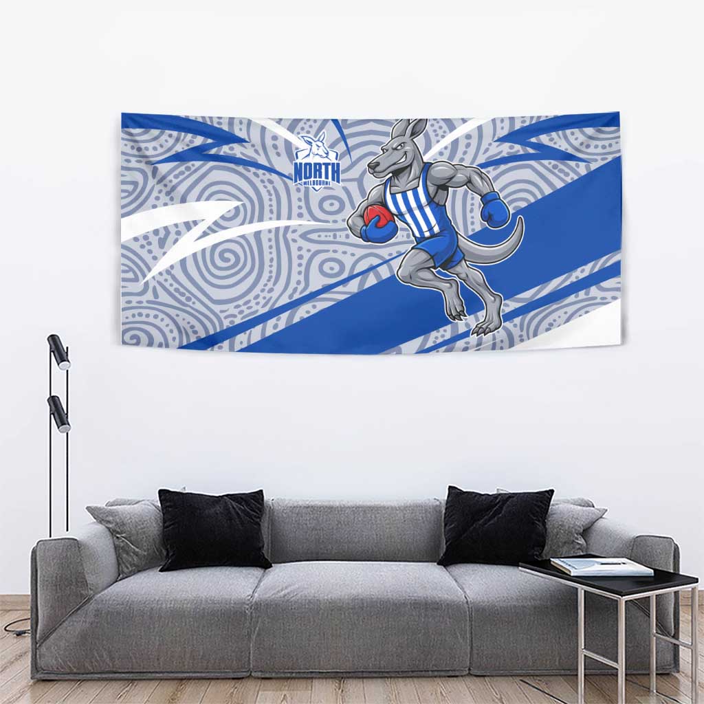 North Melbourne Kangaroos Australian Football Tapestry Kangaroo Mascot Design With Indigenous Pattern Art