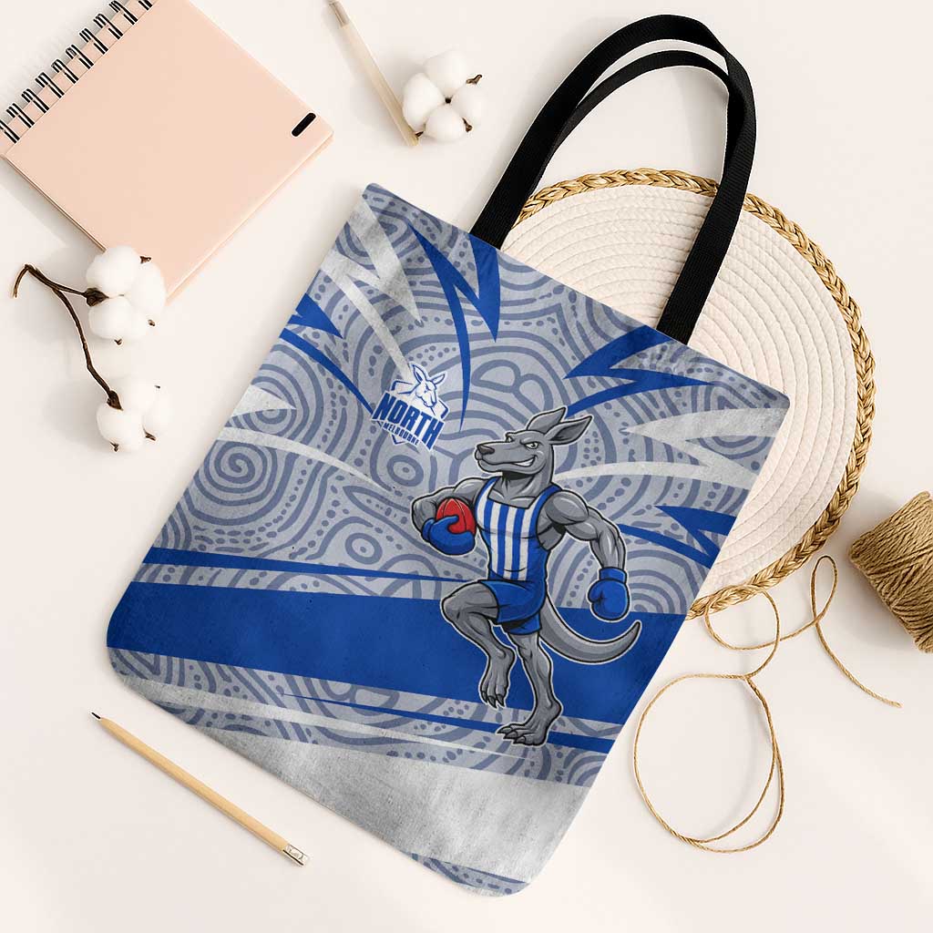 North Melbourne Kangaroos Australian Football Tote Bag Kangaroo Mascot Design With Indigenous Pattern Art