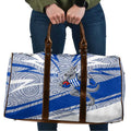 North Melbourne Kangaroos Australian Football Travel Bag Kangaroo Mascot Design With Indigenous Pattern Art
