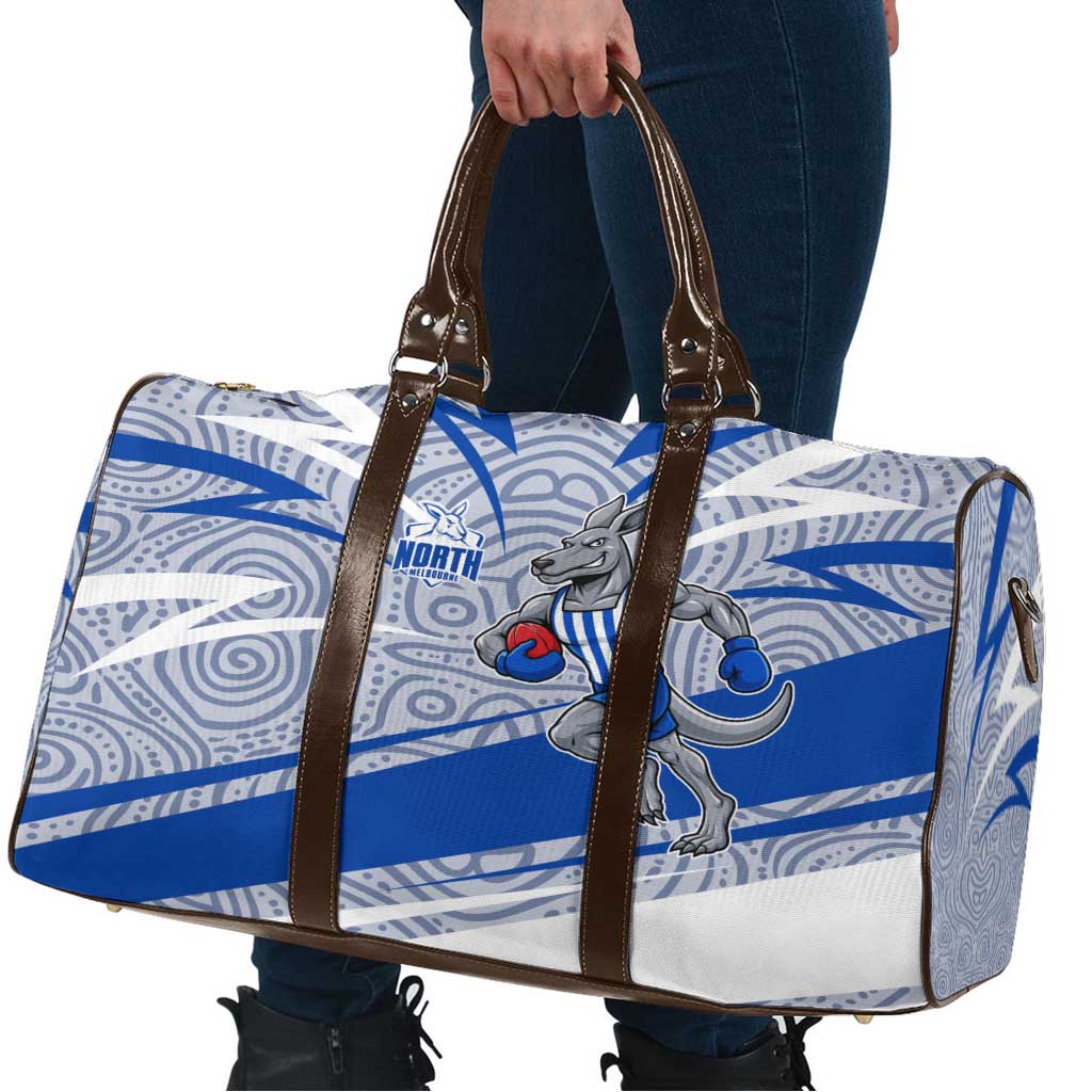North Melbourne Kangaroos Australian Football Travel Bag Kangaroo Mascot Design With Indigenous Pattern Art