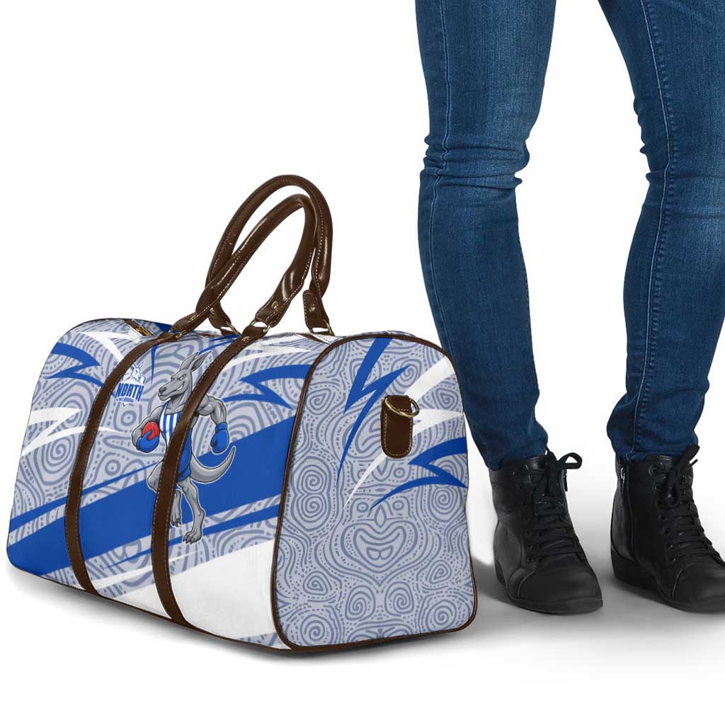 North Melbourne Kangaroos Australian Football Travel Bag Kangaroo Mascot Design With Indigenous Pattern Art