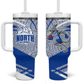North Melbourne Kangaroos Australian Football Tumbler With Handle Kangaroo Mascot Design With Indigenous Pattern Art