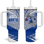 North Melbourne Kangaroos Australian Football Tumbler With Handle Kangaroo Mascot Design With Indigenous Pattern Art