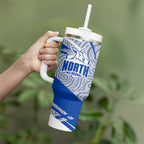 North Melbourne Kangaroos Australian Football Tumbler With Handle Kangaroo Mascot Design With Indigenous Pattern Art